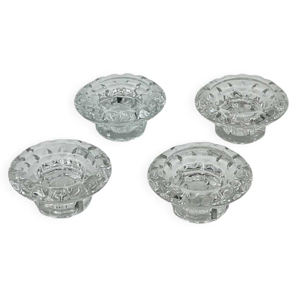 Lot de 4 Bougeoirs Cristal Ciselé Bolsius France 70s