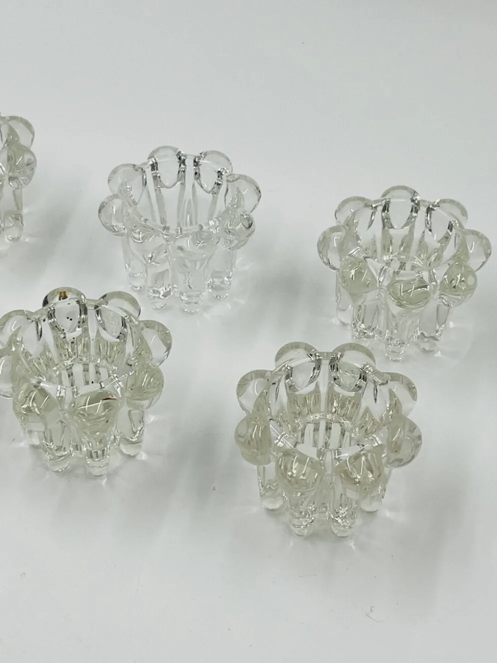 Lot de 6 bougeoirs fleurs vintage par VMC Reims - Années 60