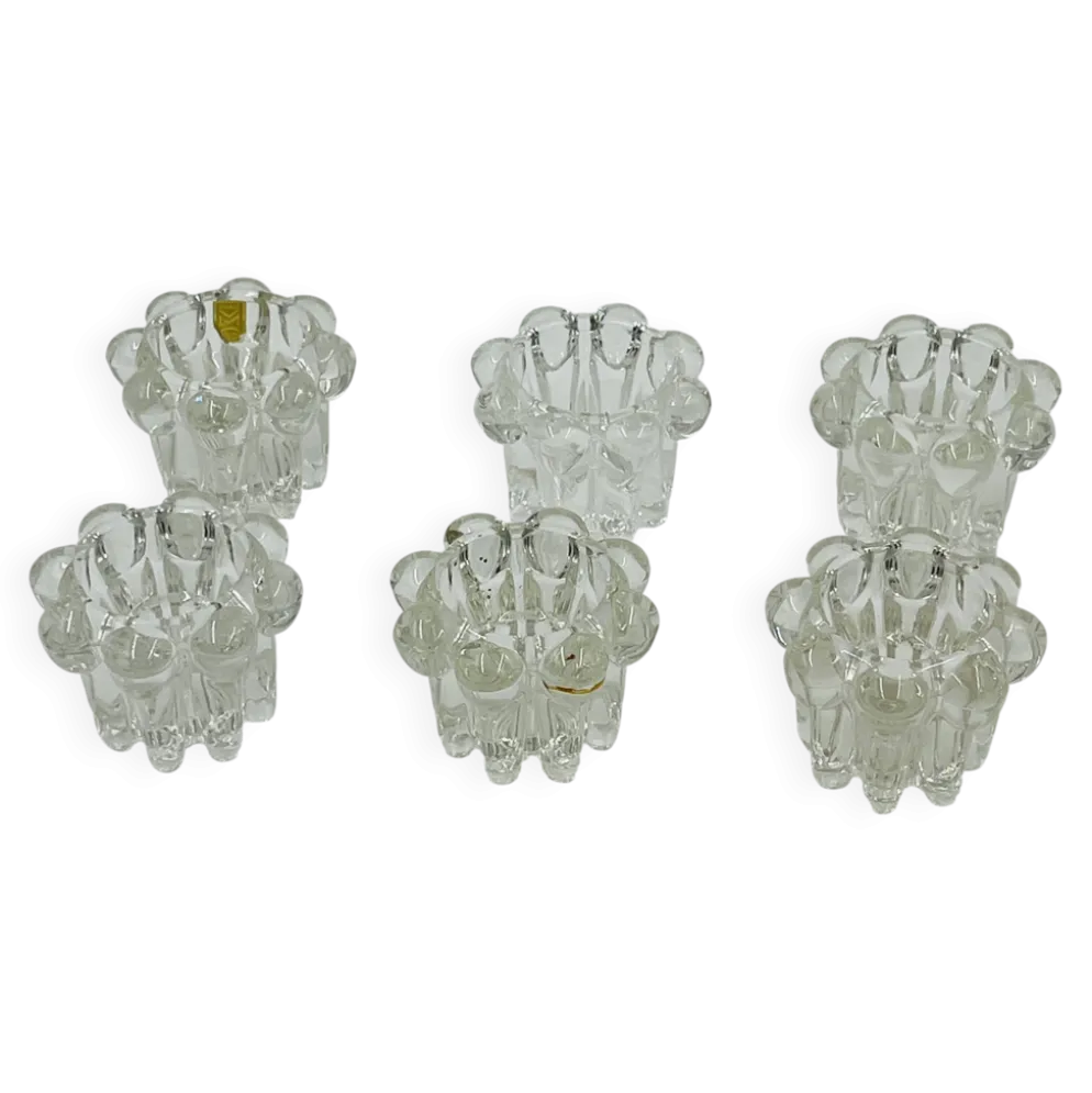 Lot de 6 bougeoirs fleurs vintage par VMC Reims - Années 60