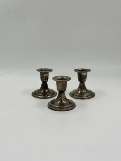 Lot de 3 bougeoirs vintage en métal argenté