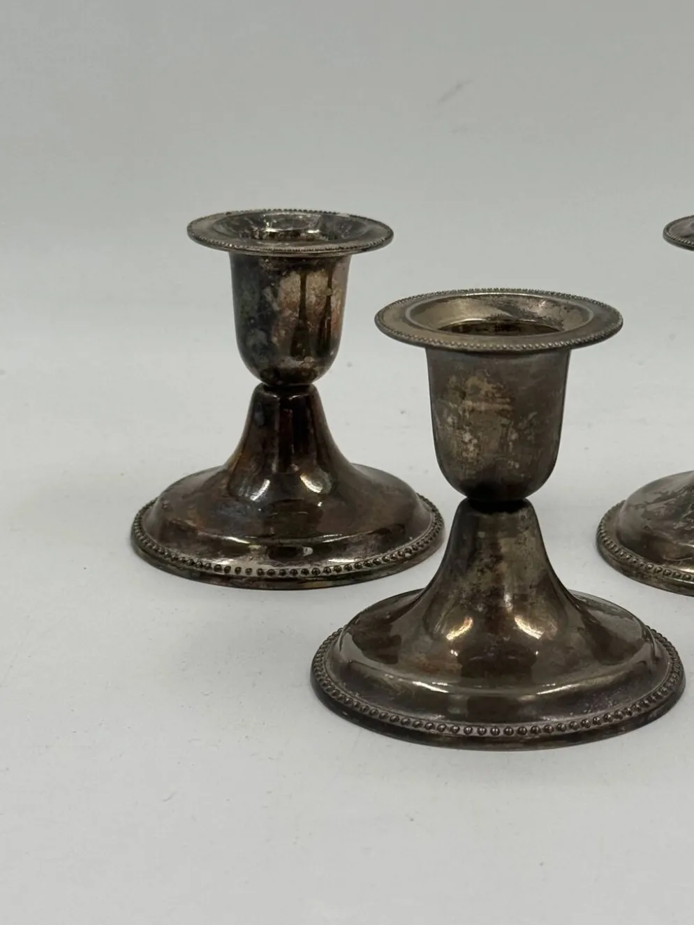 Lot de 3 bougeoirs vintage en métal argenté