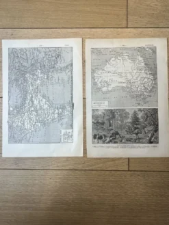 Lot de 2 cartes - Indes et Australie 20x29cm