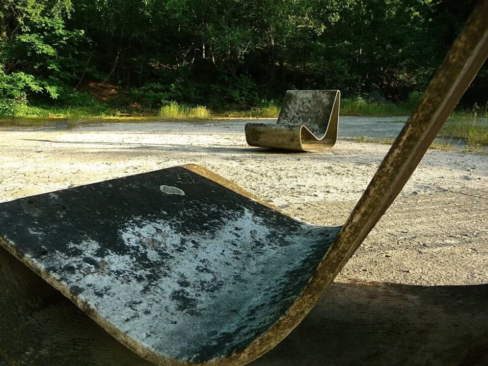 Lot de 2 chaises à bascule Loop Garden, édition originale, par Willy Guhl pour Eternit AG, Suisse, années 1950