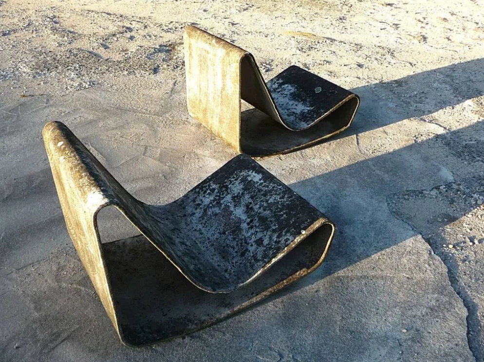 Lot de 2 chaises à bascule Loop Garden, édition originale, par Willy Guhl pour Eternit AG, Suisse, années 1950