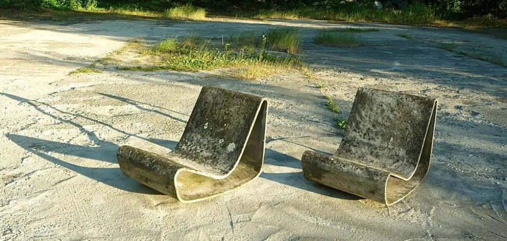 Lot de 2 chaises à bascule Loop Garden, édition originale, par Willy Guhl pour Eternit AG, Suisse, années 1950