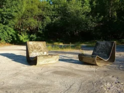 Lot de 2 chaises à bascule Loop Garden, édition originale, par Willy Guhl pour Eternit AG, Suisse, années 1950