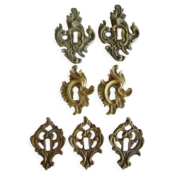 Lot de 7 entrées de serrure en bronze, pour meubles anciens