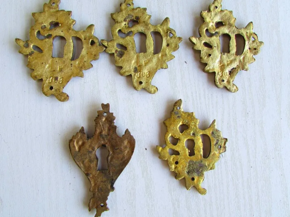 Lot de 7 entrées de serrure en bronze, pour meubles anciens