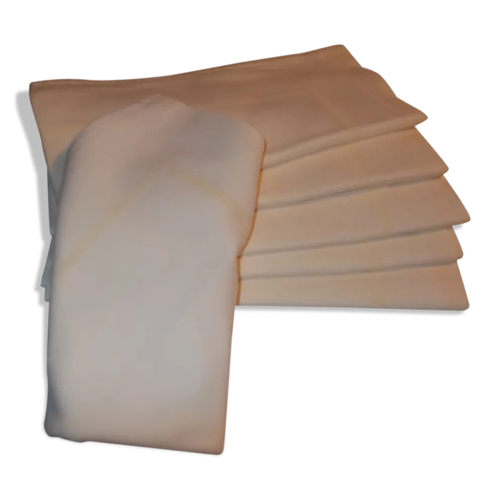 Lot de 6 grandes serviettes de table coton blanc ecru