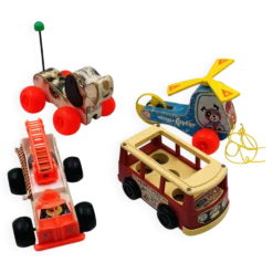 Lot de 4 jouets en bois Fisher-price années 60