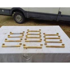 Lot de 12 poignées de portes en laiton art déco