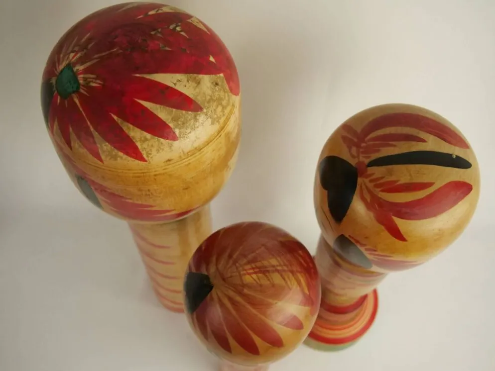 Lot de 3 poupées kokeshi ( grande taille )