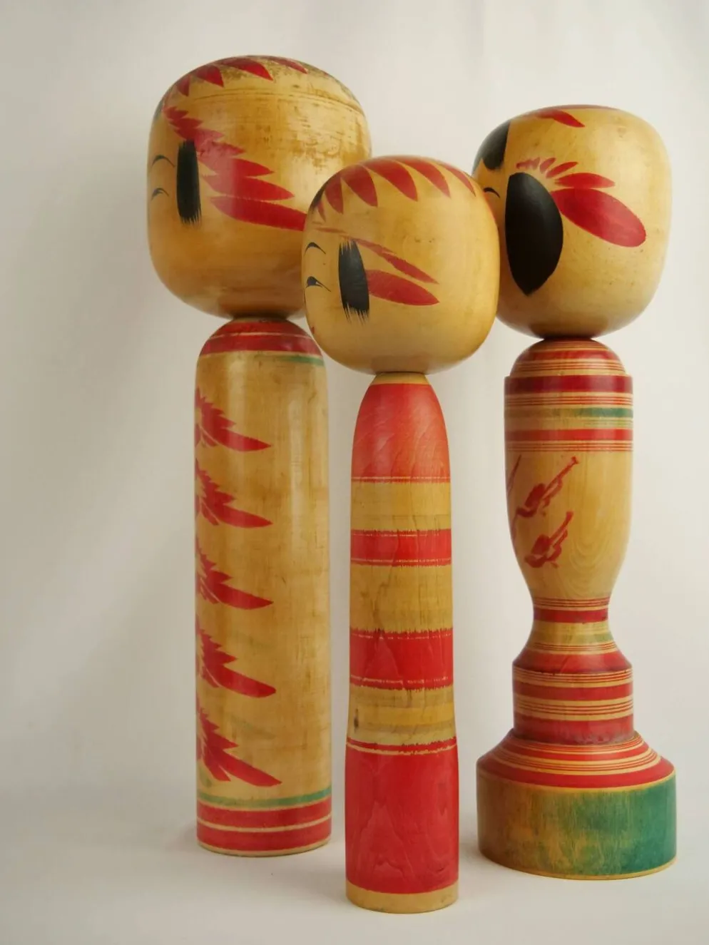 Lot de 3 poupées kokeshi ( grande taille )