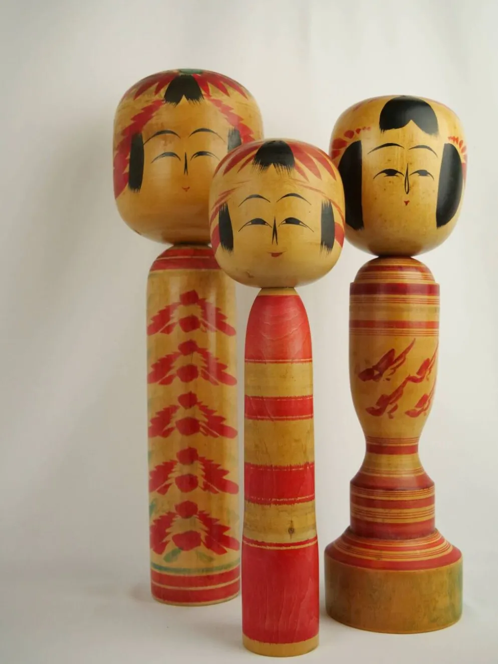 Lot de 3 poupées kokeshi ( grande taille )