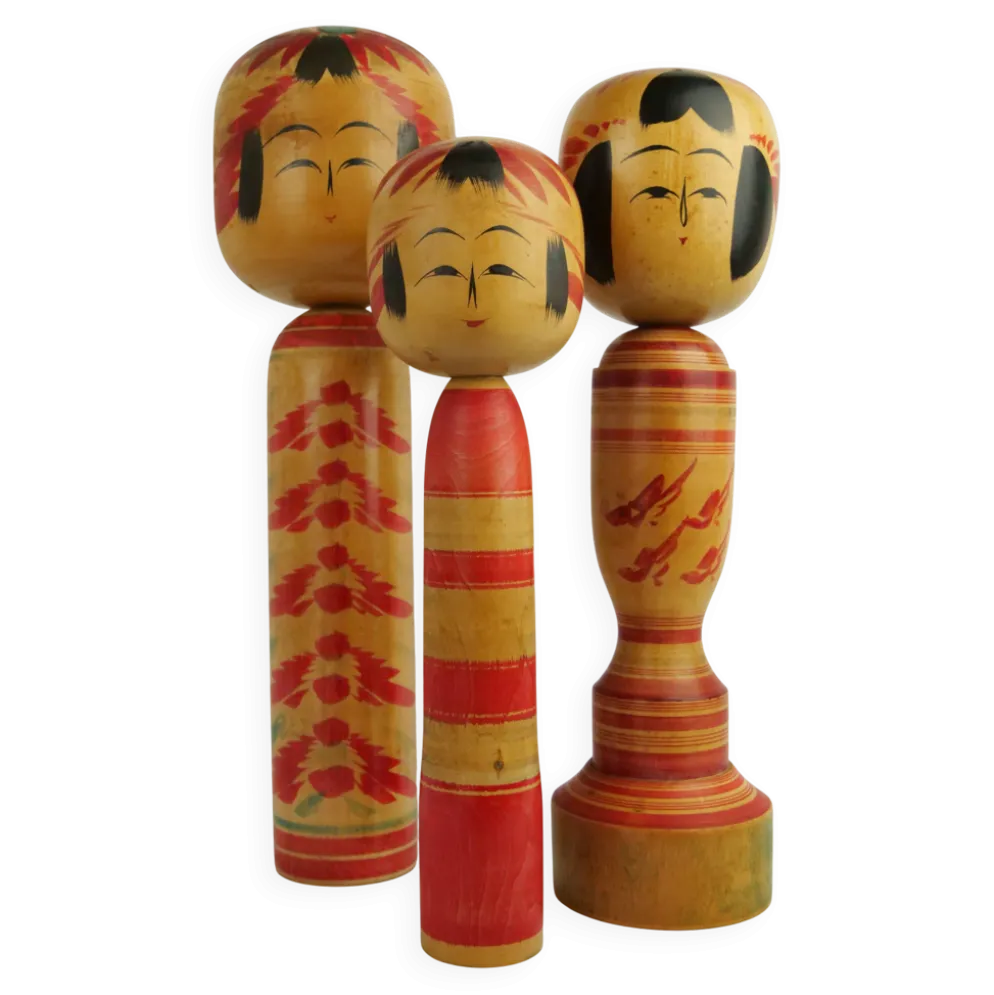 Lot de 3 poupées kokeshi ( grande taille )