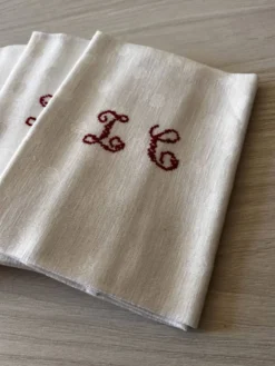 Lot de 6 serviettes de table anciennes