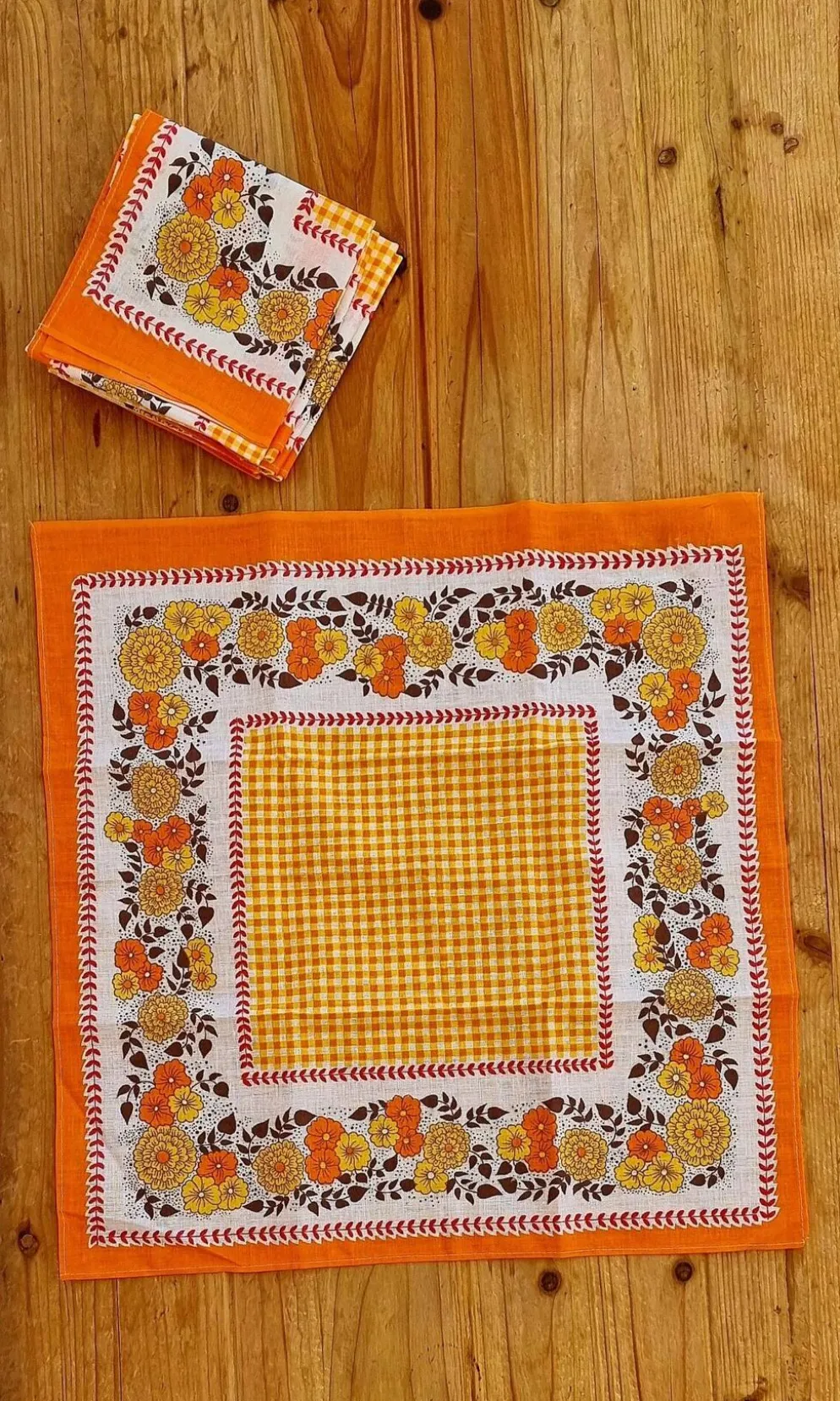 Lot de 5 serviettes de table seventies