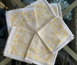 Lot de 6 serviettes à thé monogrammées en damassé