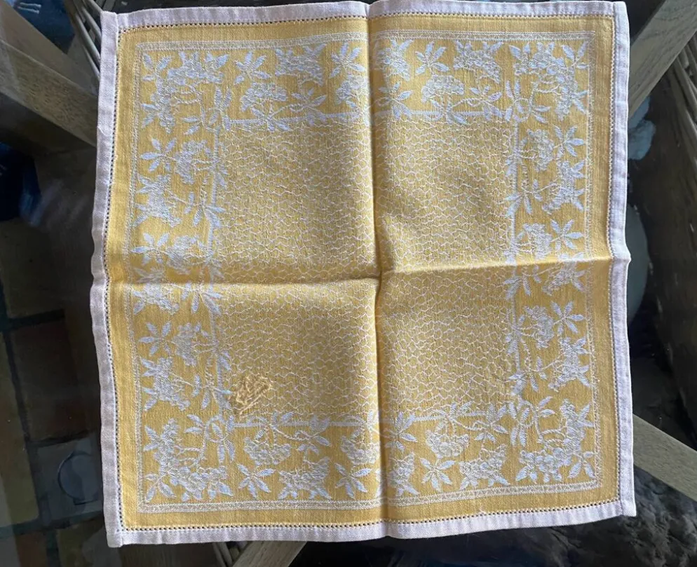 Lot de 6 serviettes à thé monogrammées en damassé