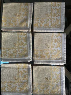 Lot de 6 serviettes à thé monogrammées en damassé
