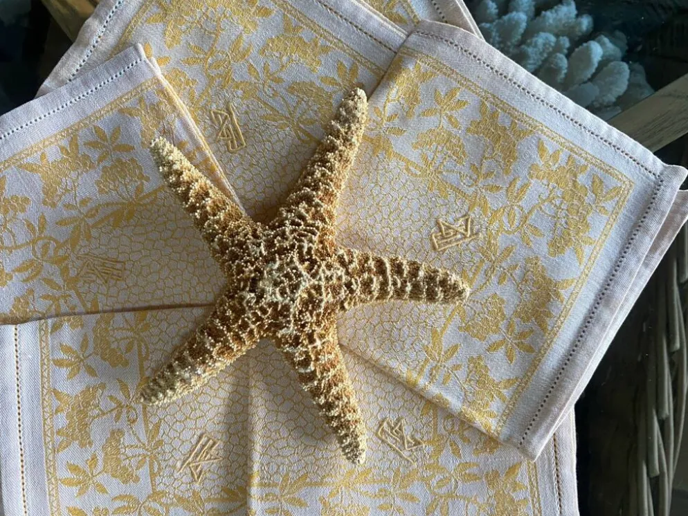 Lot de 6 serviettes à thé monogrammées en damassé