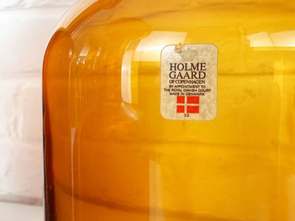 Lot de 4 vases Gulvvase ambre par Otto Brauer, Holmegaard, Danemark 1960