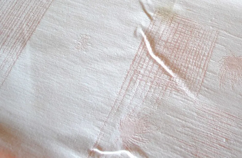 Lot 1 Nappe et 6 serviettes en métis rose poudré vintage 140 x 120