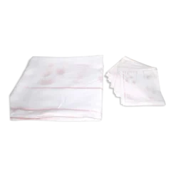 Lot 1 Nappe et 6 serviettes en métis rose poudré vintage 140 x 120