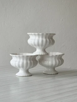 Lot trois cache-pots céramique blanche