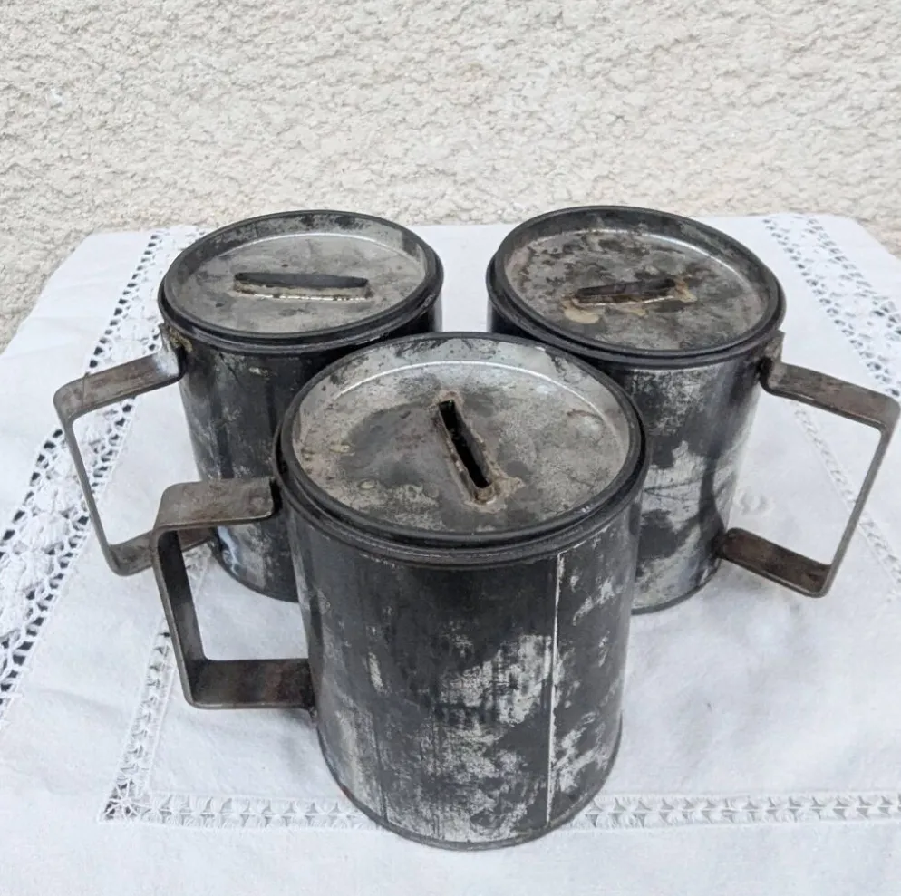 Lot 3 urnes de collecte Charité vintage Tirelire Boîte Art Populaire