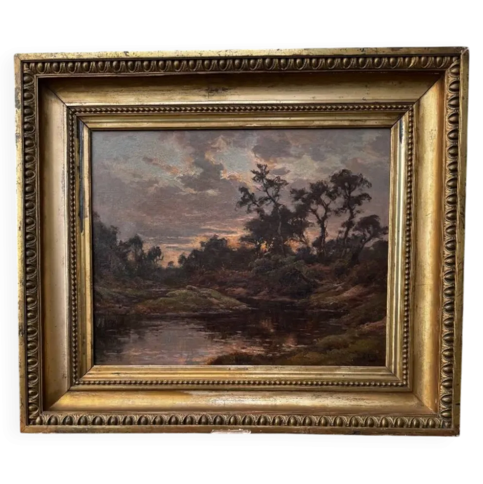 Louis Marius Gueit 1877-1956 L'aube dans les Landes signé Hsp 42 x 53cm