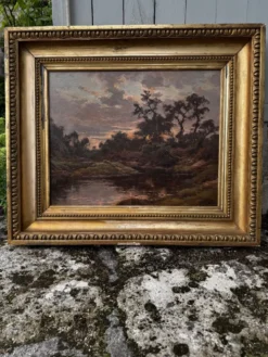 Louis Marius Gueit 1877-1956 L'aube dans les Landes signé Hsp 42 x 53cm