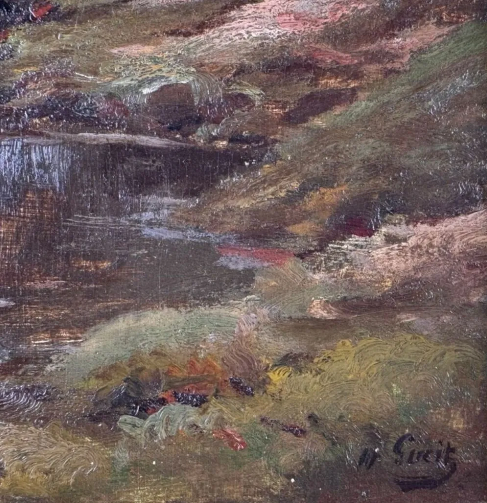 Louis Marius Gueit 1877-1956 L'aube dans les Landes signé Hsp 42 x 53cm