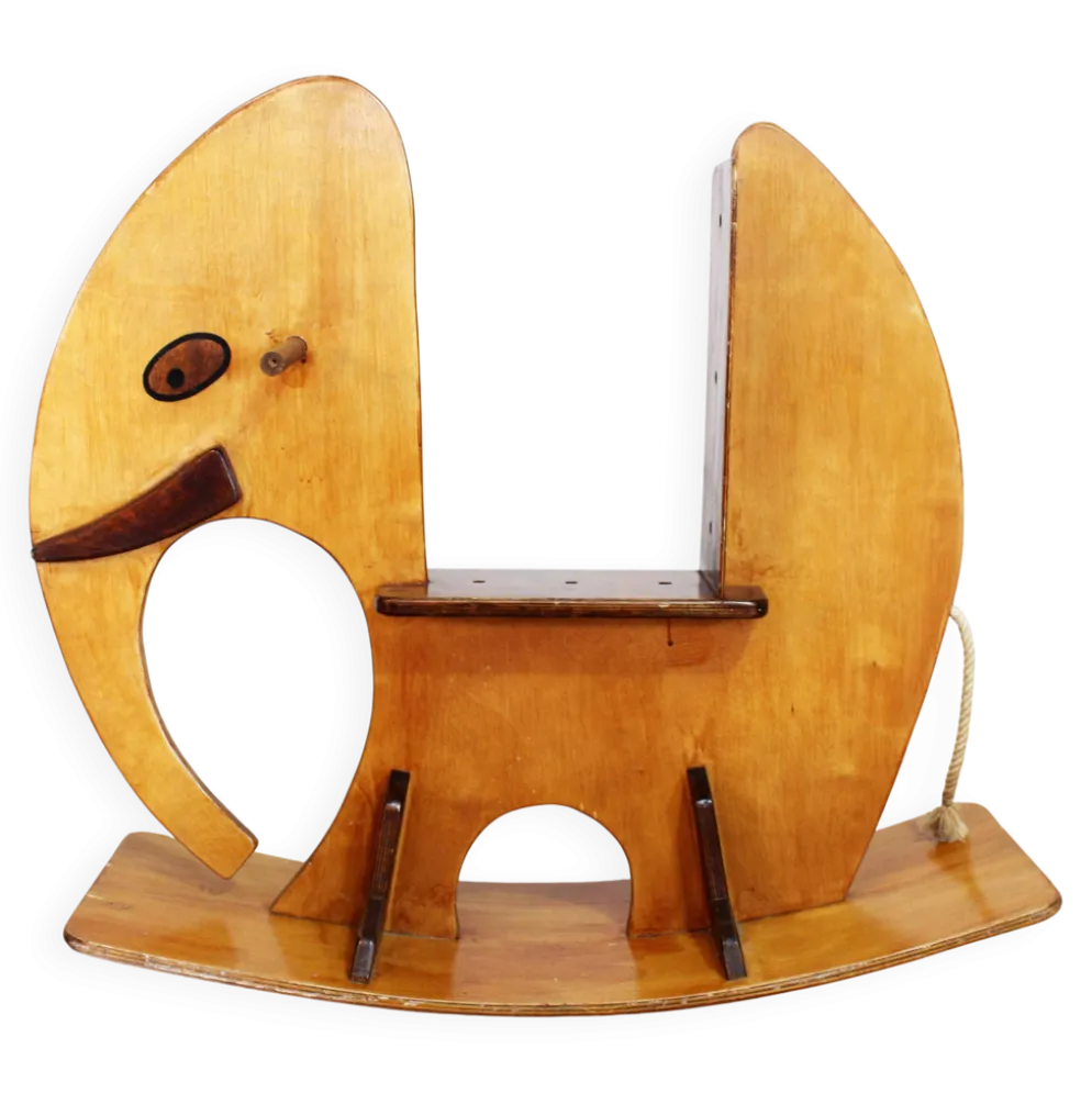 Éléphant à bascule en bois 1970