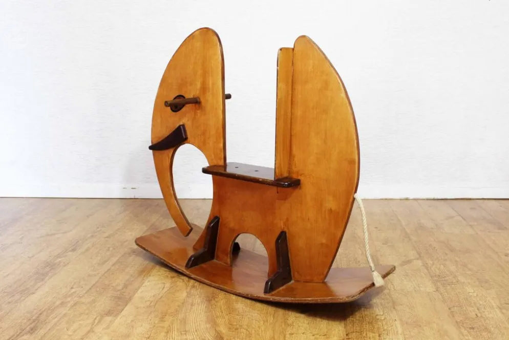 Éléphant à bascule en bois 1970