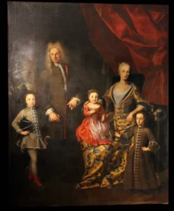 Lucia Casalini Torelli, Portrait de la famille noble italienne des Zanardi, 1740, huile sur toile.
