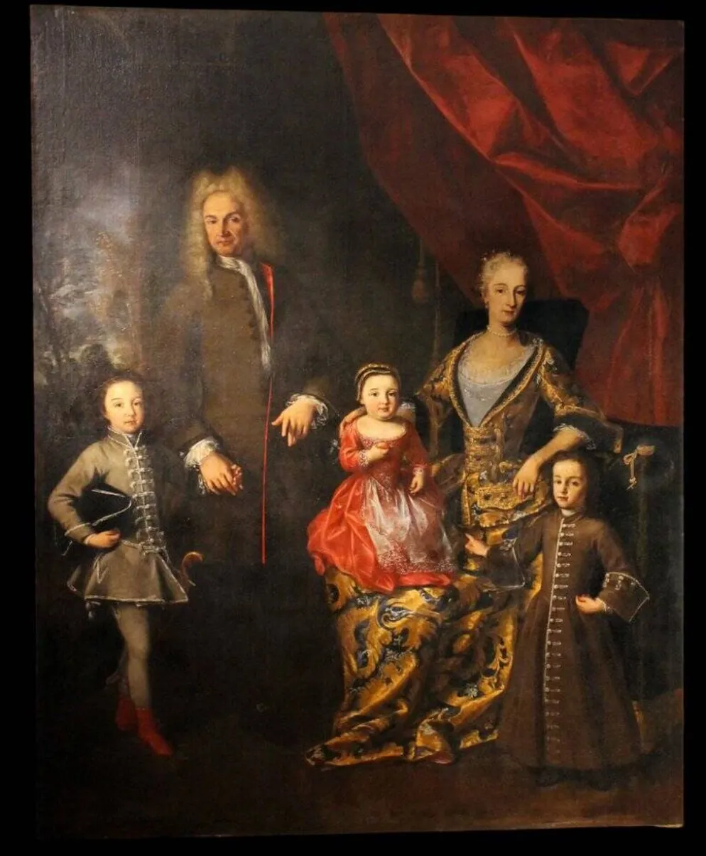 Lucia Casalini Torelli, Portrait de la famille noble italienne des Zanardi, 1740, huile sur toile.