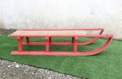 Luge vintage biplace traîneau bois de chêne 1930's 106 cm
