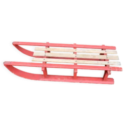 Luge vintage biplace traîneau bois de chêne 1930's 106 cm
