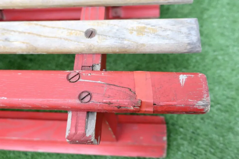 Luge vintage biplace traîneau bois de chêne 1930's 106 cm