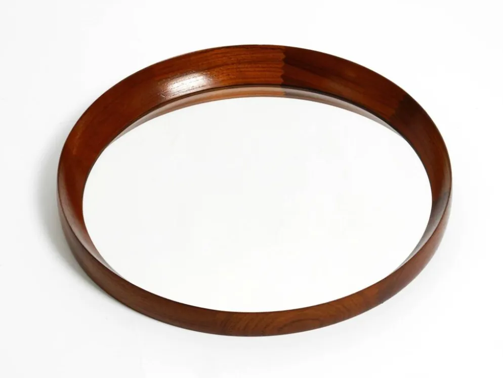 Magnifique miroir mural rond en teck des années 1960 par TH. POSS 'EFTF Copenhague Danemark