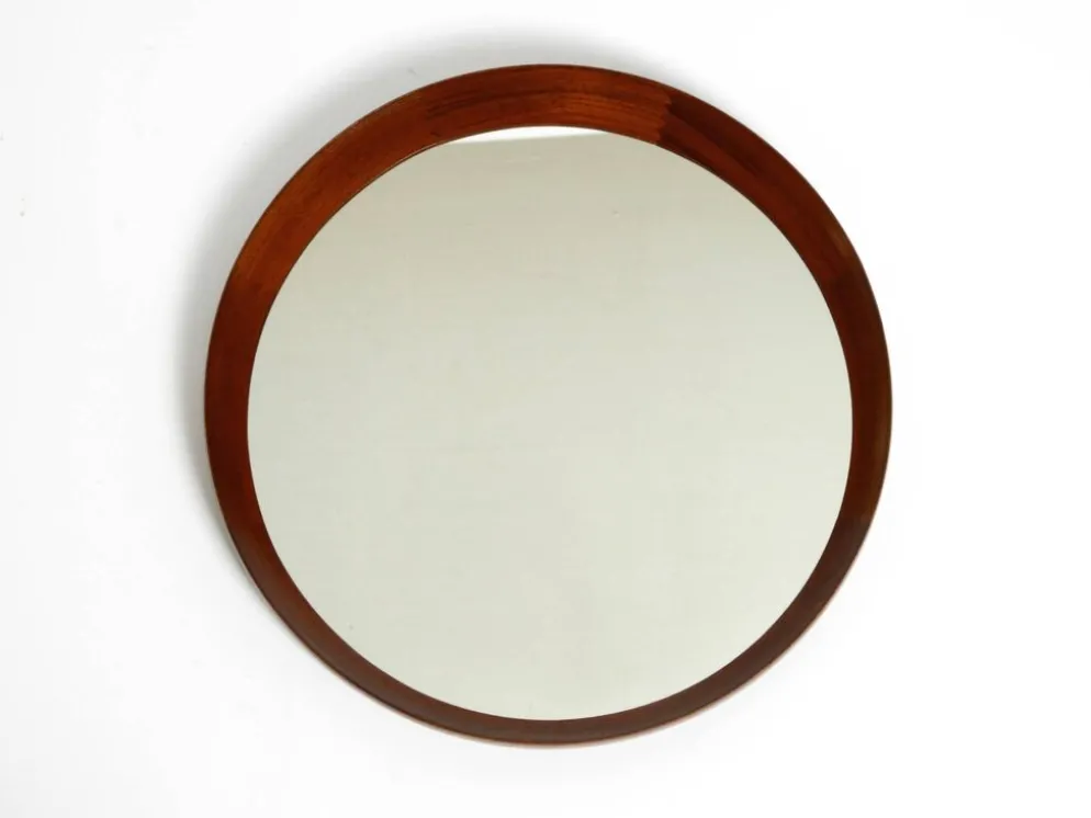 Magnifique miroir mural rond en teck des années 1960 par TH. POSS 'EFTF Copenhague Danemark