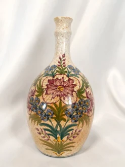 Magnifique vase vintage signé Simon-D – Céramique émaillée à décor flo