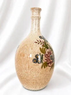 Magnifique vase vintage signé Simon-D – Céramique émaillée à décor flo