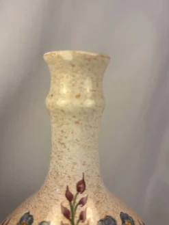 Magnifique vase vintage signé Simon-D – Céramique émaillée à décor flo