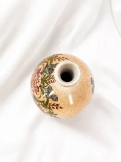 Magnifique vase vintage signé Simon-D – Céramique émaillée à décor flo