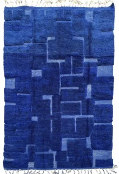 Majorelle Grid – Tapis marocain en laine – Bleu profond, design géométrique