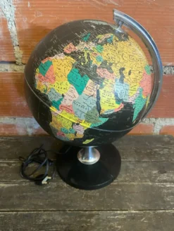Mappemonde Globe Terrestre Planète Terre Fond Noir + Pied Tulipe Italy