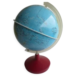 mappemonde vintage ,socle plastic couleur bordeau