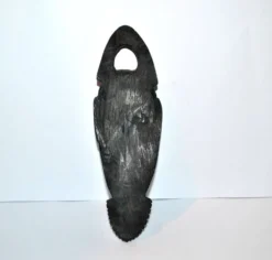 Masque africaine en bois d'ébène - sculpture tête barbue afrique ethnique 20.5 x 6.5